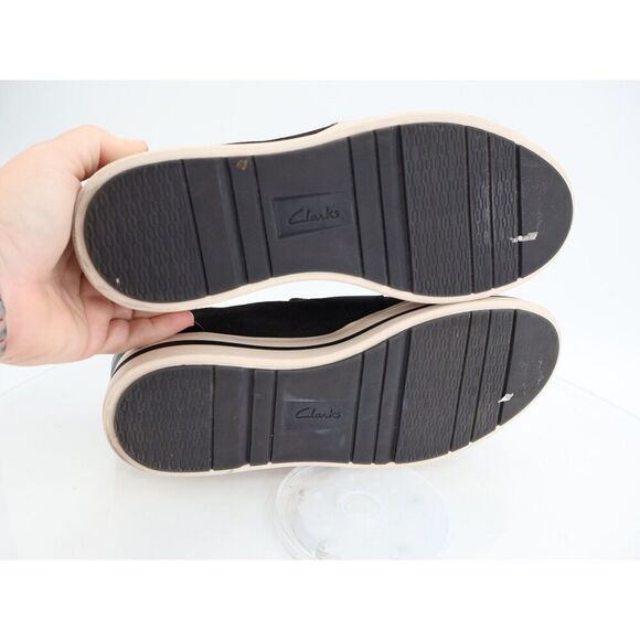 Clarks Women's Audreigh Eve Loafers Platform Suede Leather Black White 9.5 Wide - Picture 9 of 12